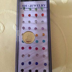 Tiny earrings - Assorted Synthetic stones 20 Pairs